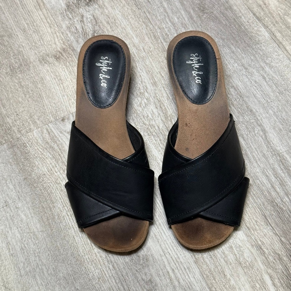 Style‎ & Co size 6 women's slip on heel black sandals